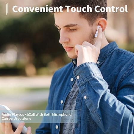 Earbuds Wireless Earbuds Bluetooth 5.3 TWS Earphones Full Touch Control Headphone Built-in Microphone Premium Sound Quality With Long Battery Backup (Black)